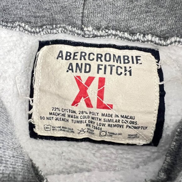 Vtg Abercrombie Fitch Hoodie Men’s XL Spell Out Pullover Gray 90s Y2K Sweatshirt - Picture 3 of 11